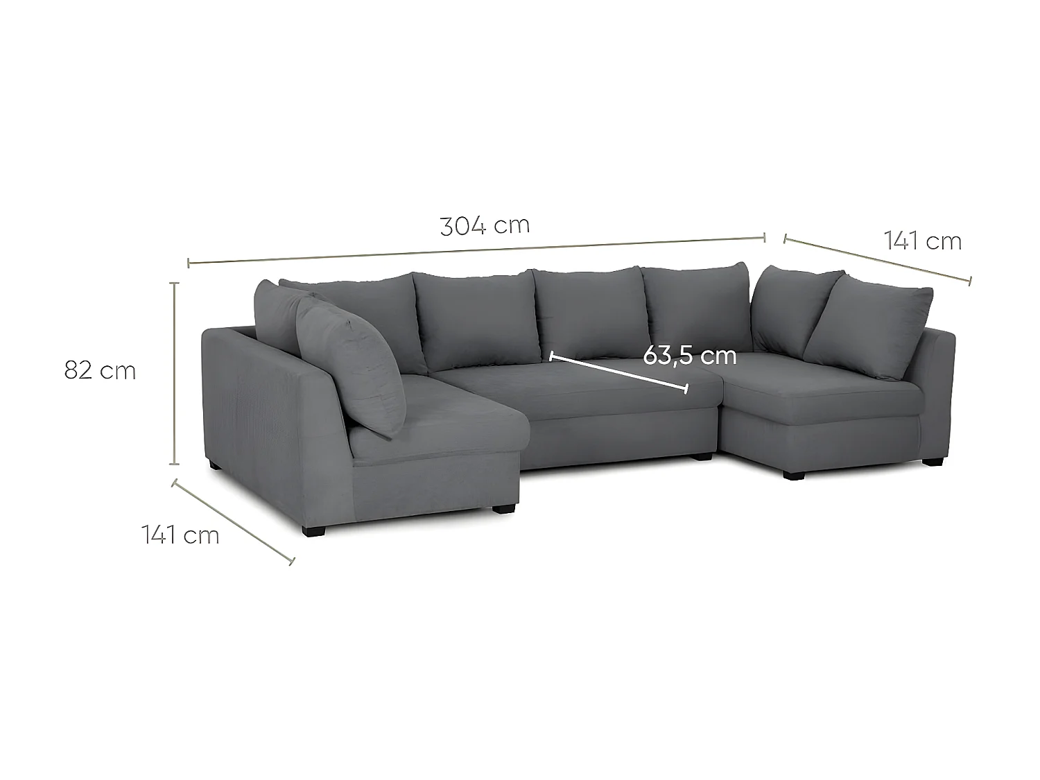 Canapé modulable 5 places en polyester gris foncé