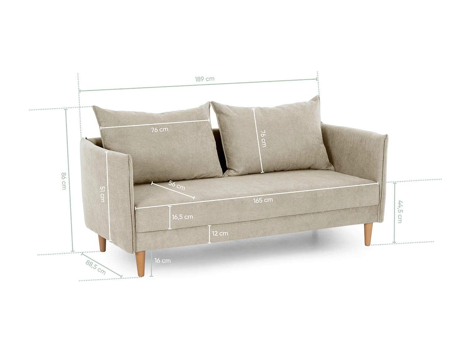 Divano 3 posti  in poliestere beige