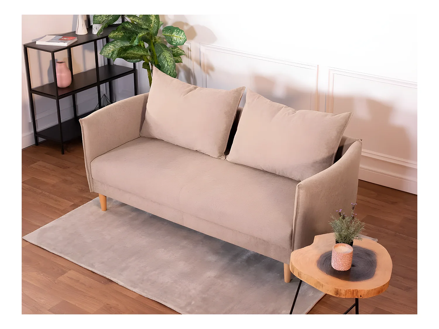 Sofa 3-Sitzer aus Polyester beige