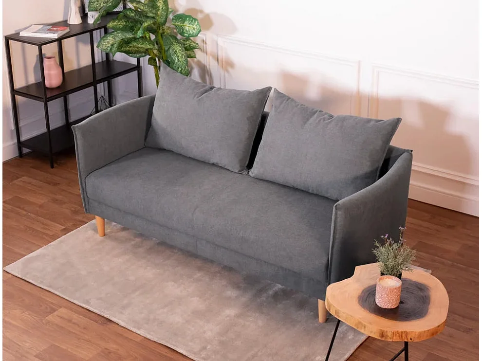Sofá 3 Plazas Gris Claro - Tejido de Poliéster (187 x 62 x 93 cm) - MELANIE