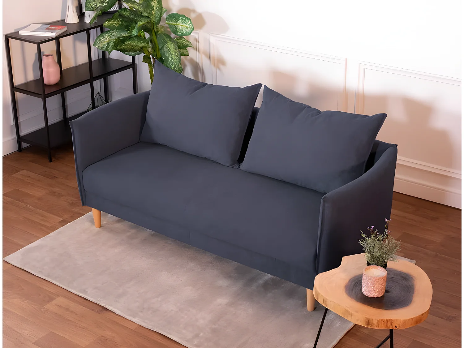 Sofá 3 plazas  poliéster azul