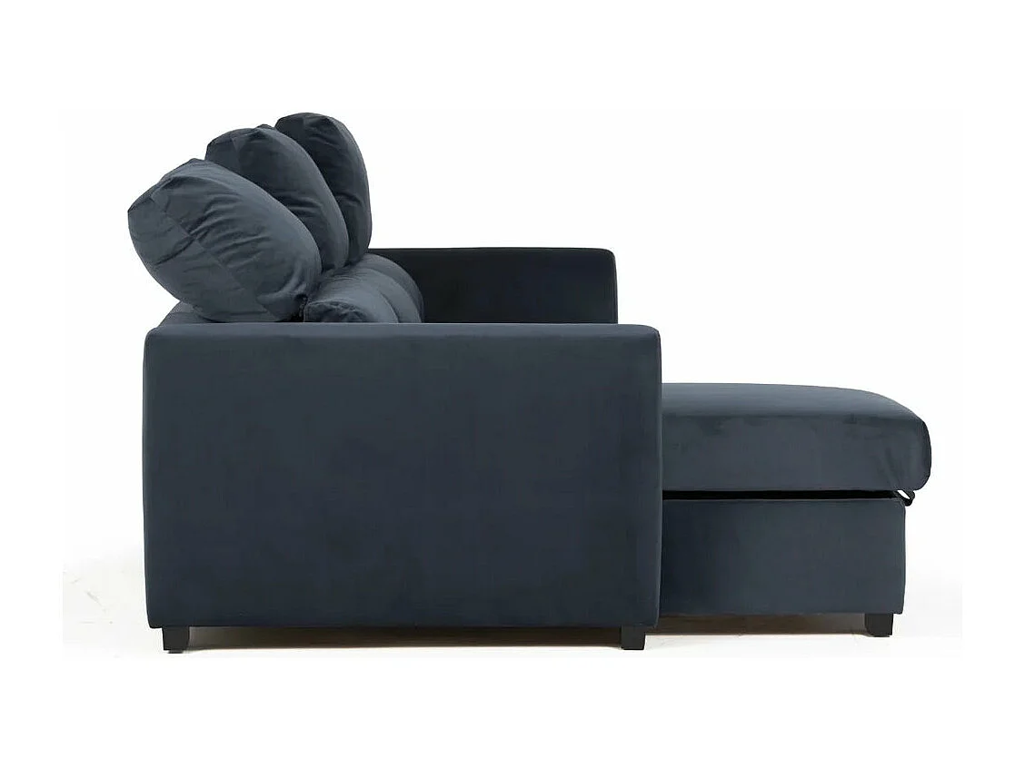 Sofá chaise longue 3 plazas reversible poliéster gris oscuro
