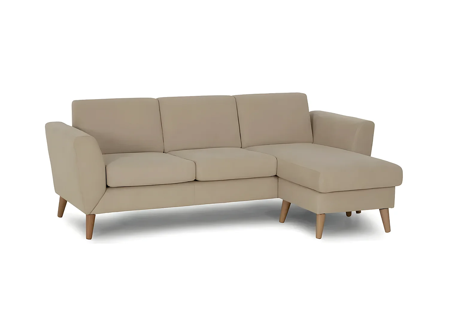 Canapé méridienne 3 places réversible en polyester beige