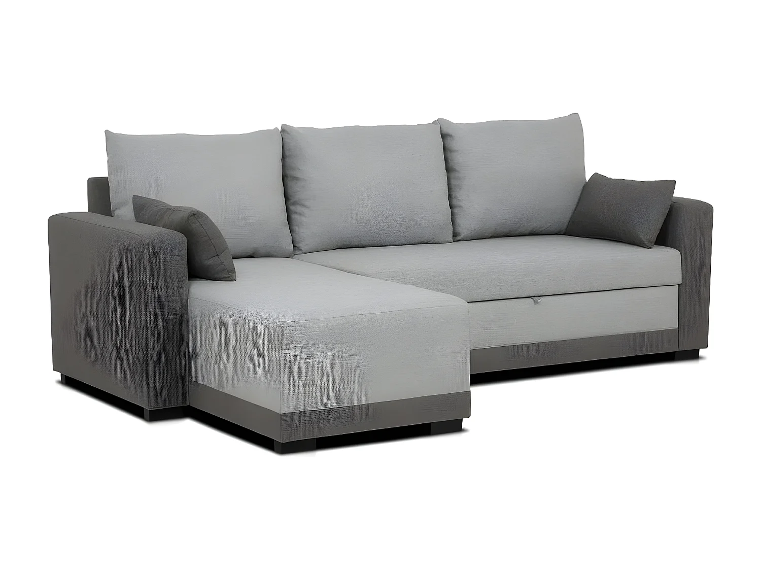3-zitsbank met chaise longue in grijs, licht en donker polyester