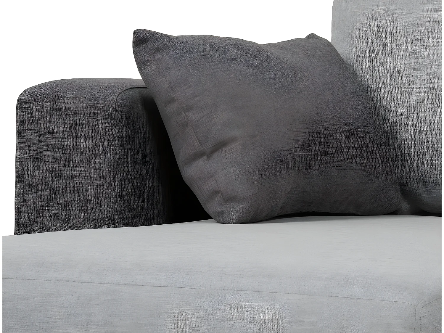 3-zitsbank met chaise longue in grijs, licht en donker polyester