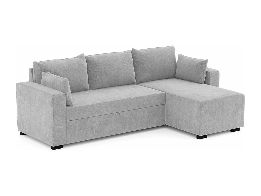 Sofa 3-sitziges wendbar  Chaiselongue aus Polyester hellgrau