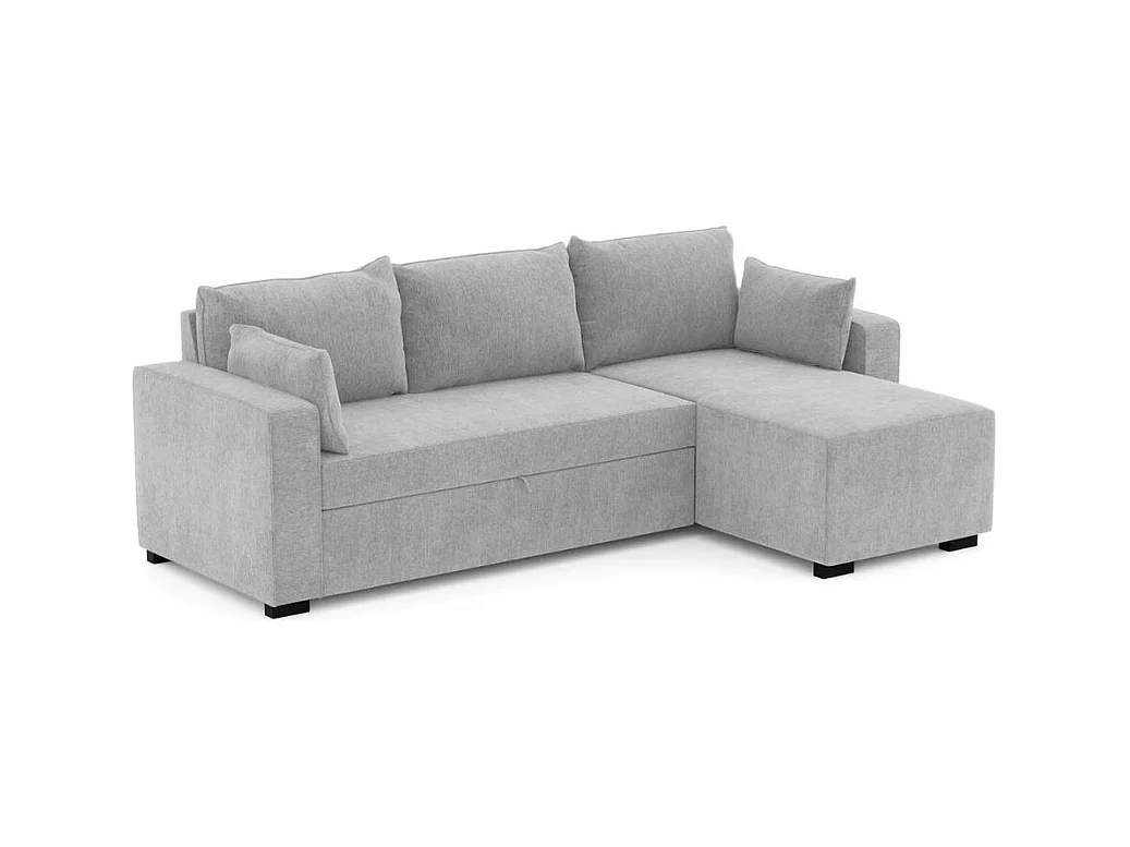 Sofá chaise longue 3 plazas reversible poliéster gris claro