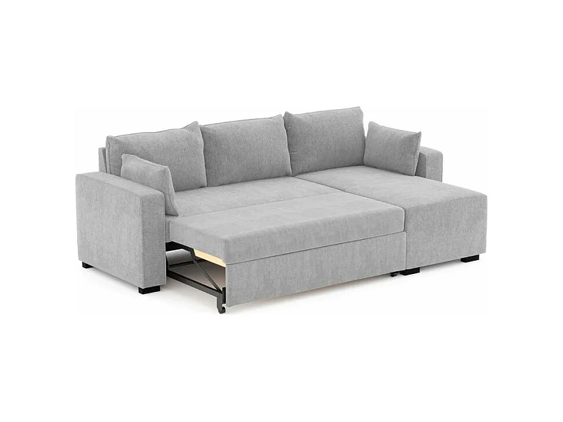Sofá chaise longue 3 plazas reversible poliéster gris claro
