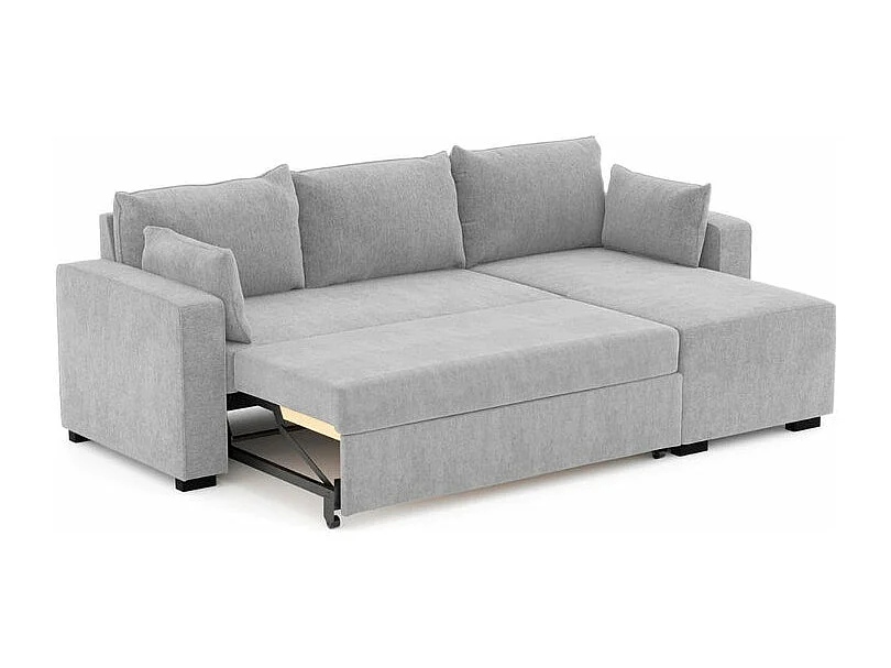 Canapé méridienne 3 places réversible en polyester gris clair