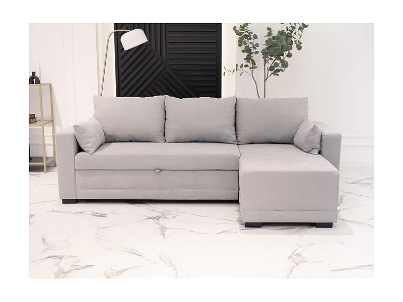 Sofá chaise longue 3 plazas reversible poliéster gris claro