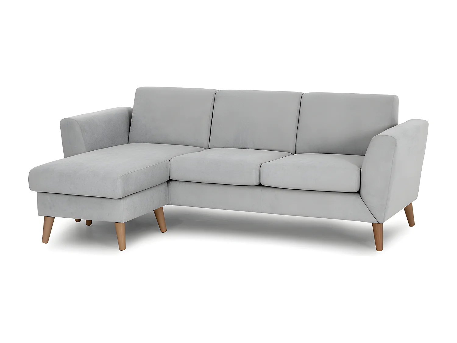 Sofa 3-sitziges wendbar  Chaiselongue aus Polyester hellgrau