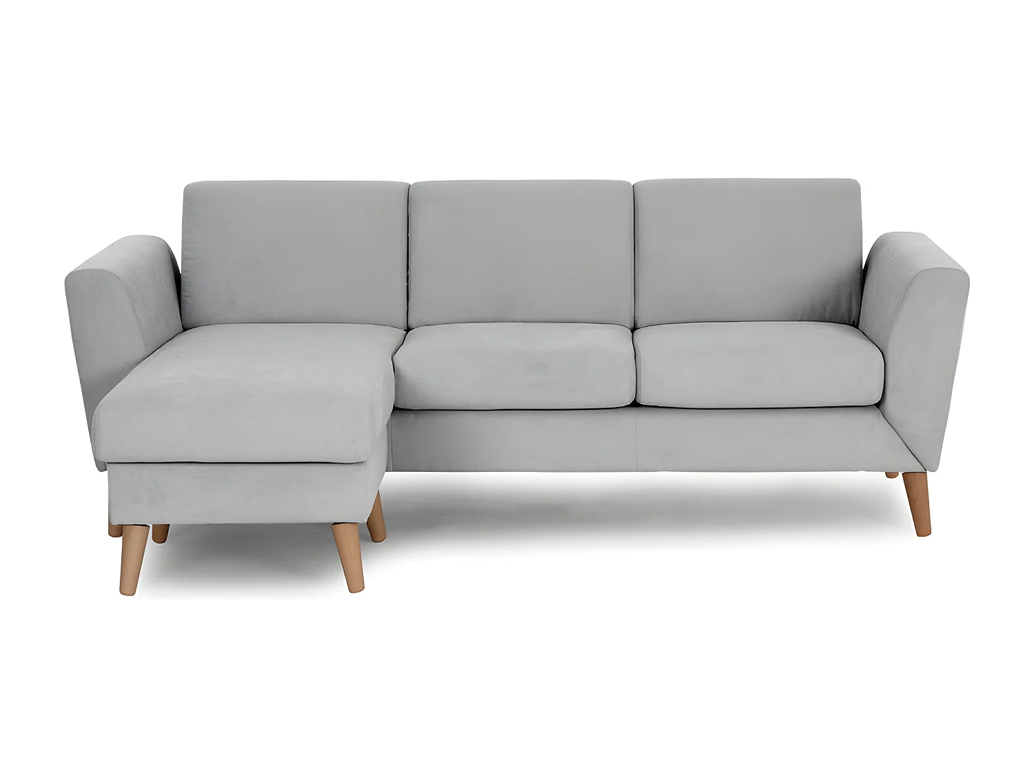 Divano con chaise longue Grigio Chiaro 3 posti reversibile lato destro/sinistroche (226 x 140 x 85 cm) - ANGEL