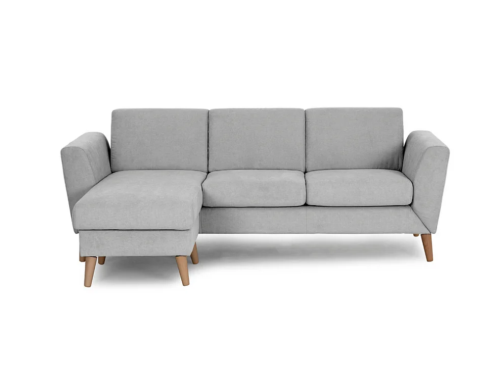 Divano con chaise longue Grigio Chiaro 3 posti reversibile lato destro/sinistroche (226 x 140 x 85 cm) - ANGEL