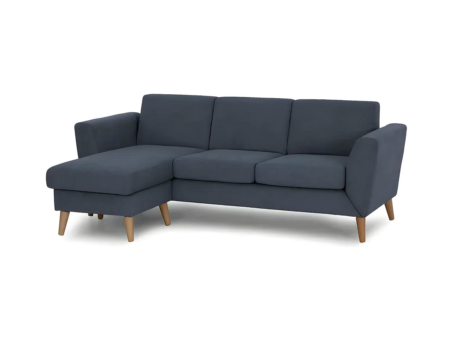 Canapé méridienne 3 places réversible en polyester bleu