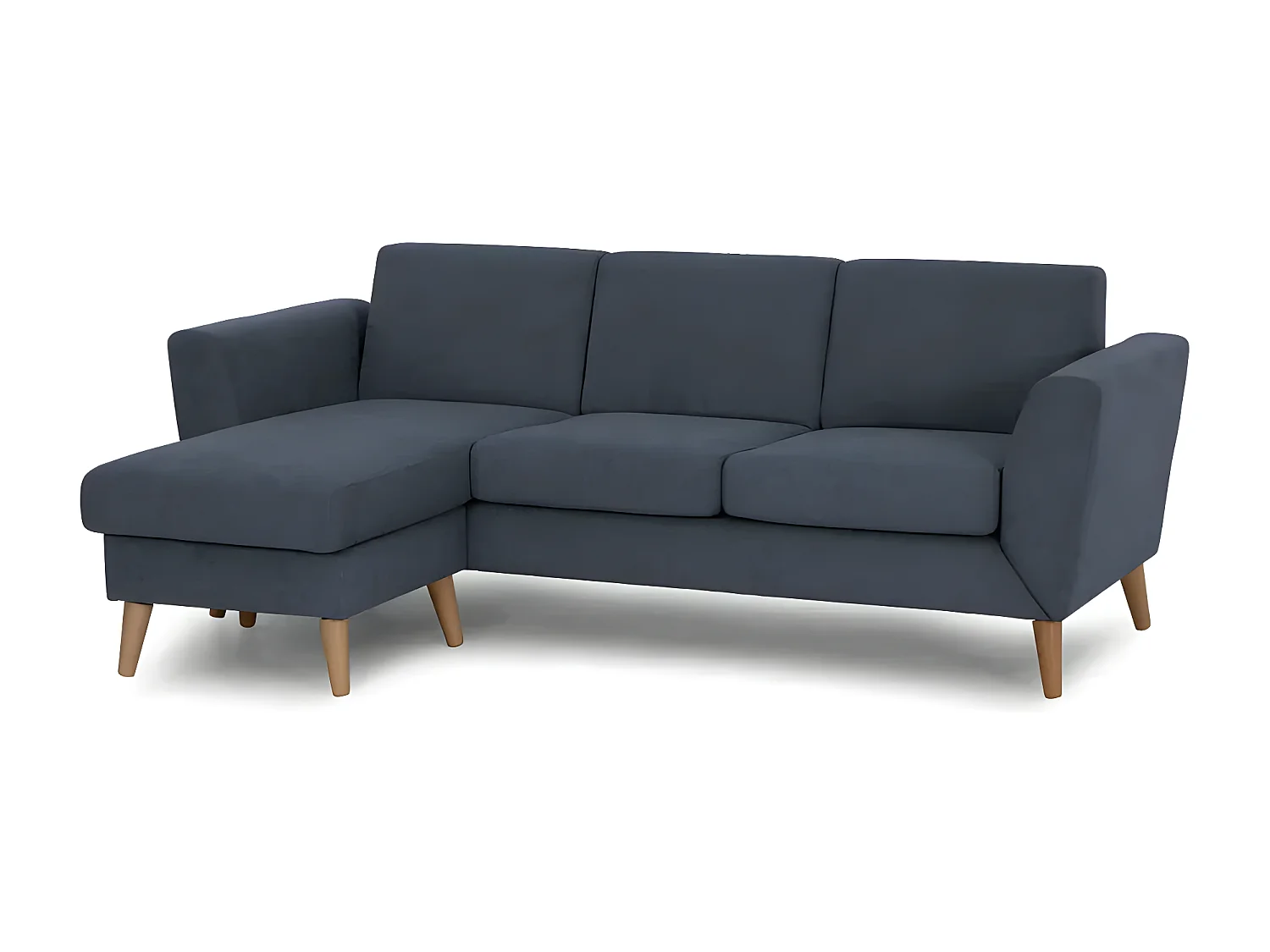 Sofá chaise longue 3 plazas reversible poliéster azul