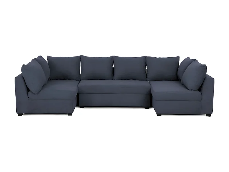 Canapé modulable 5 places en polyester bleu