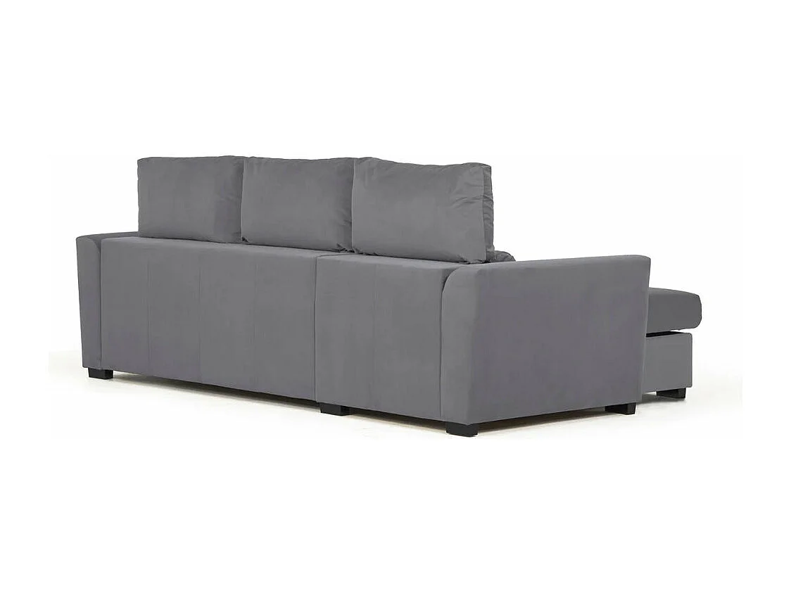 Sofá chaise longue 3 plazas reversible poliéster gris claro