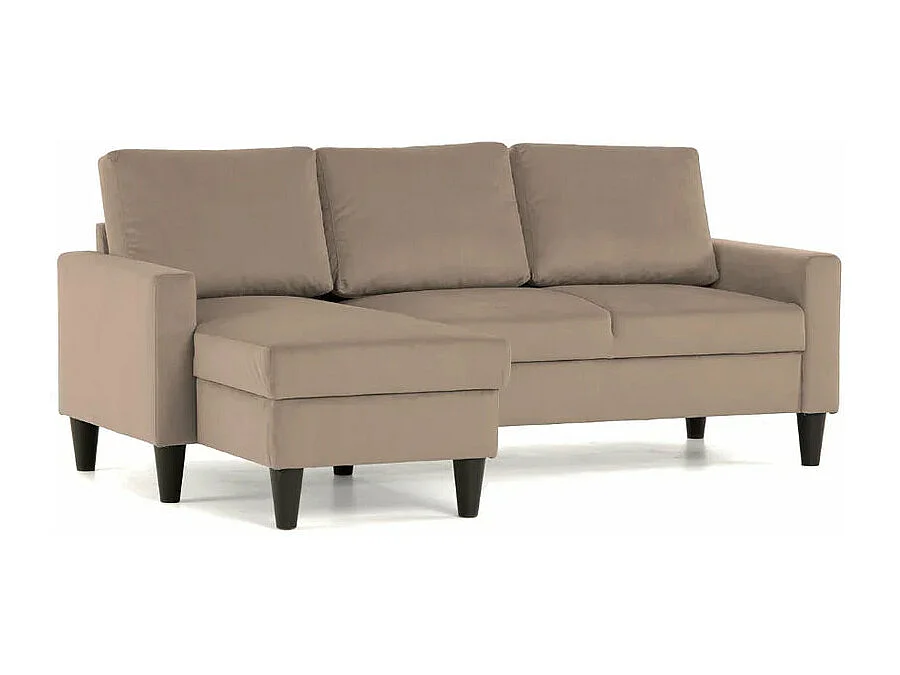 Sofá chaise longue 3 plazas reversible poliéster taupe