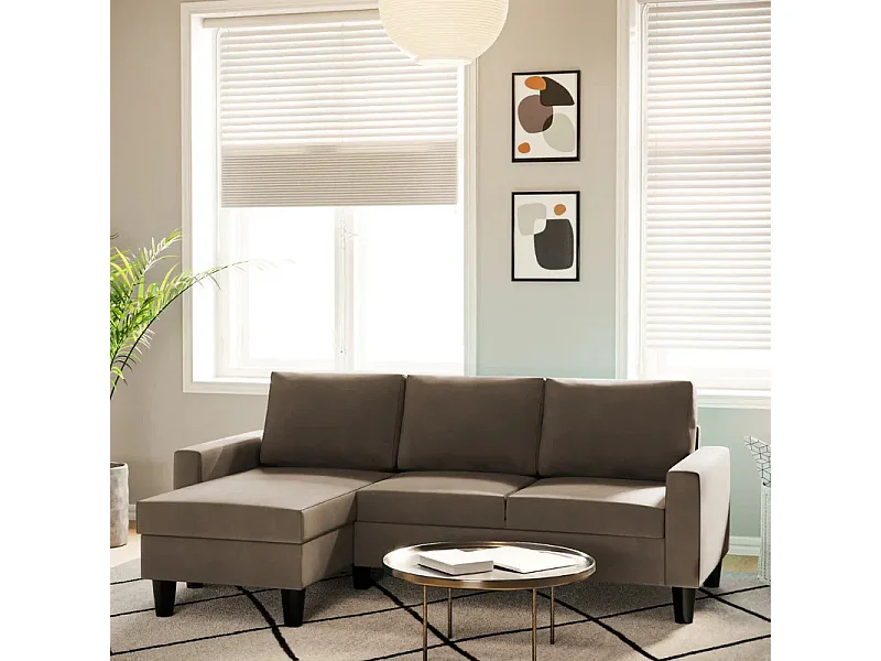 3-Sitzer Sofa Chaise Longue Polyester taupe