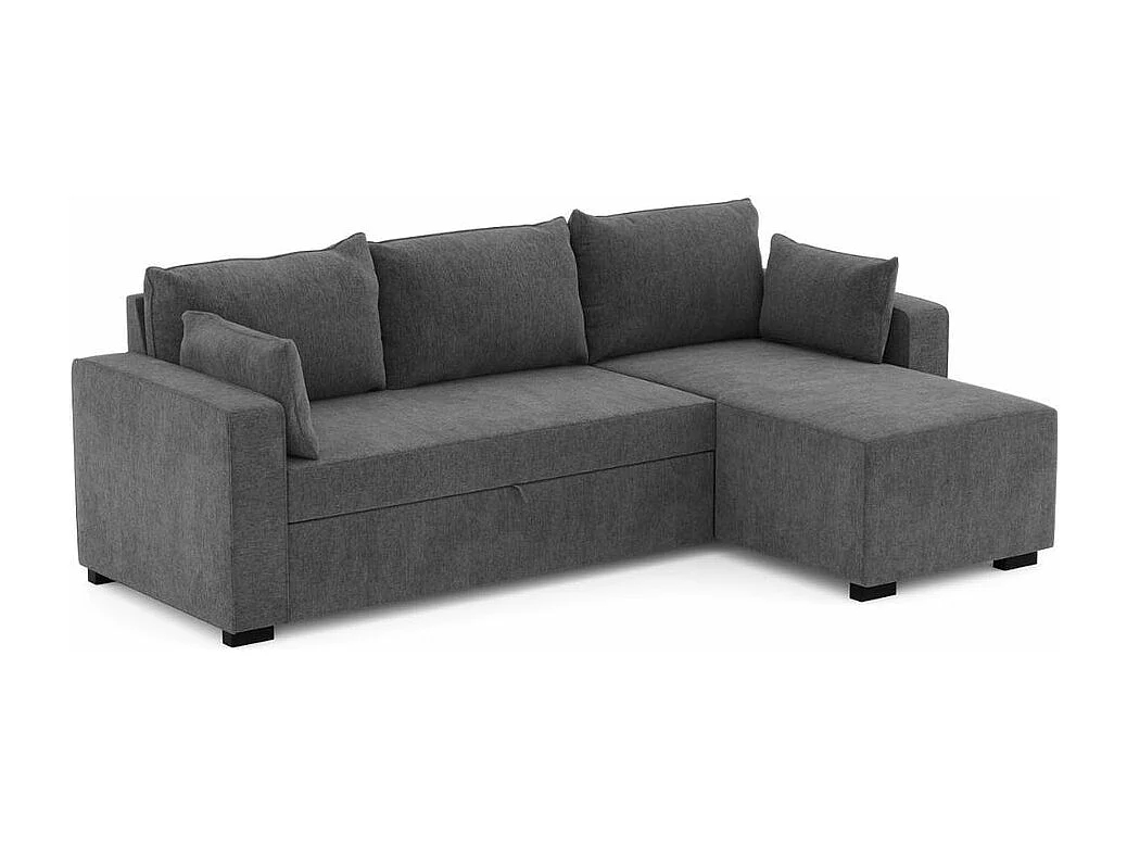 Canapé méridienne 3 places réversible en polyester gris foncé