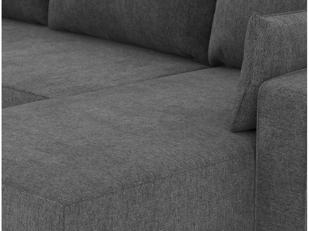 Canapé méridienne 3 places réversible en polyester gris foncé