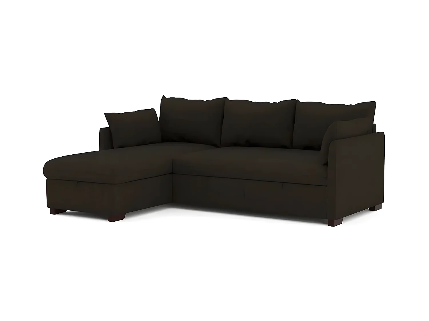 Canapé méridienne 3 places réversible en polyester marron