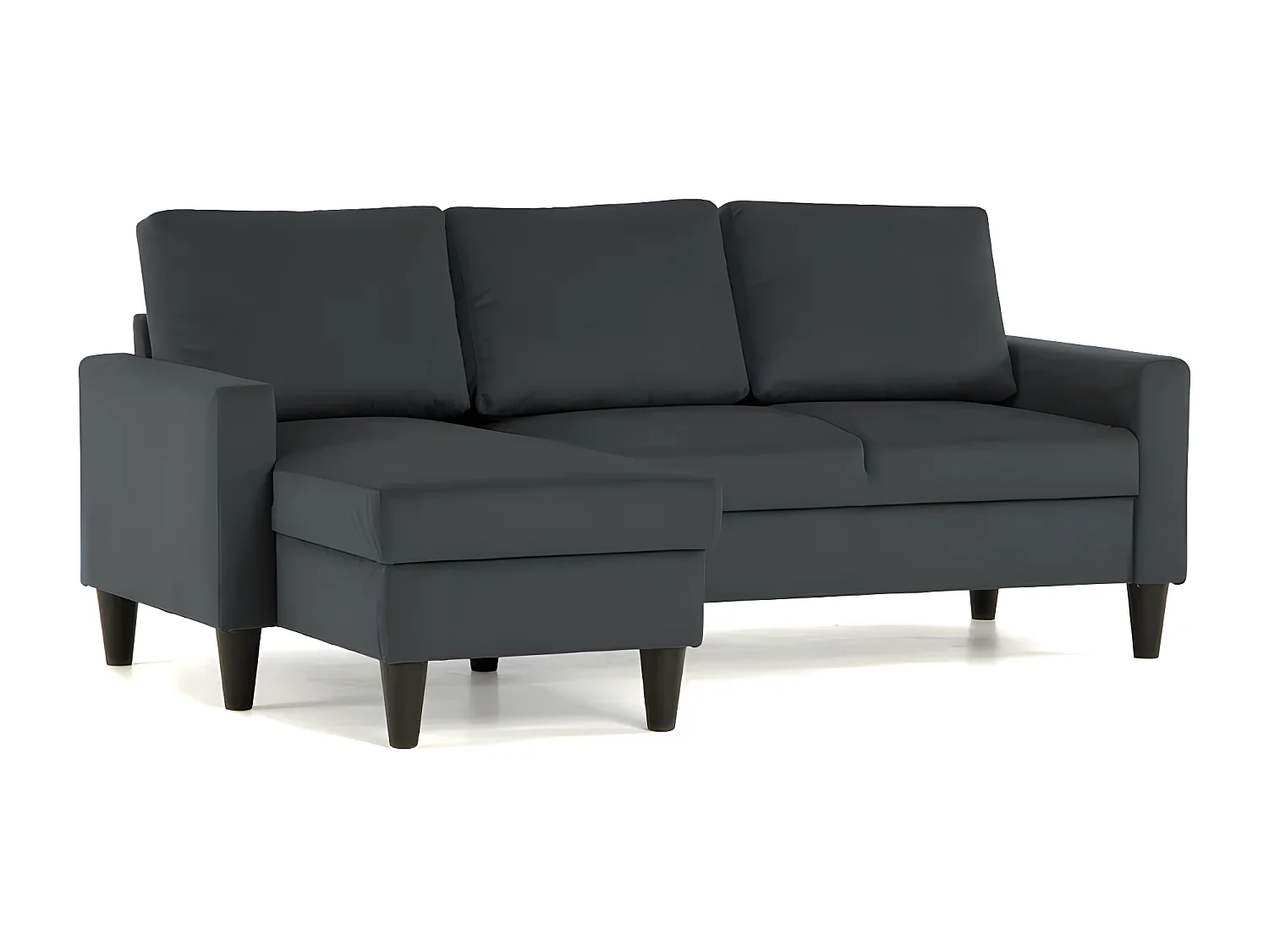 Sofa 3-Sitzer mit wendbarer Chaiselongue Polyester schwarzem