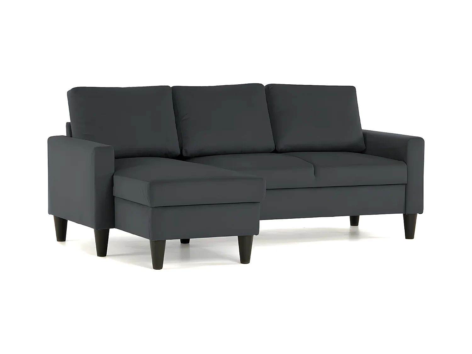 Canapé méridienne 3 places réversible en polyester gris foncé