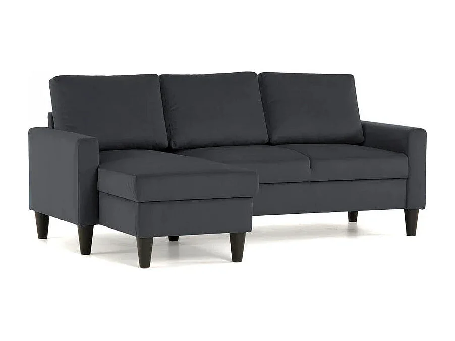 Sofá chaise longue 3 plazas reversible poliéster gris oscuro