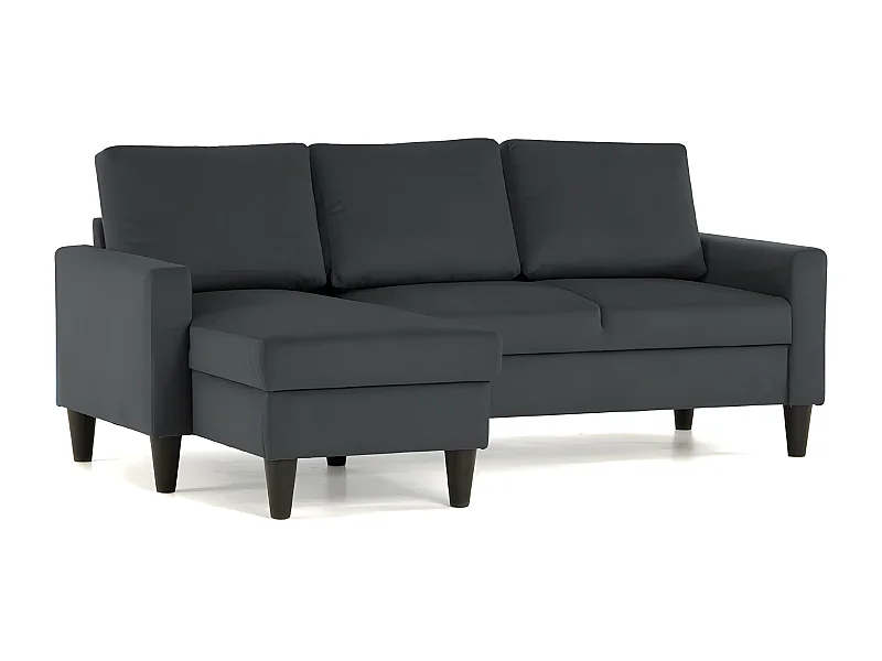 Divano 3-post chaise longue omkeerbaar in donkergrijs polyester
