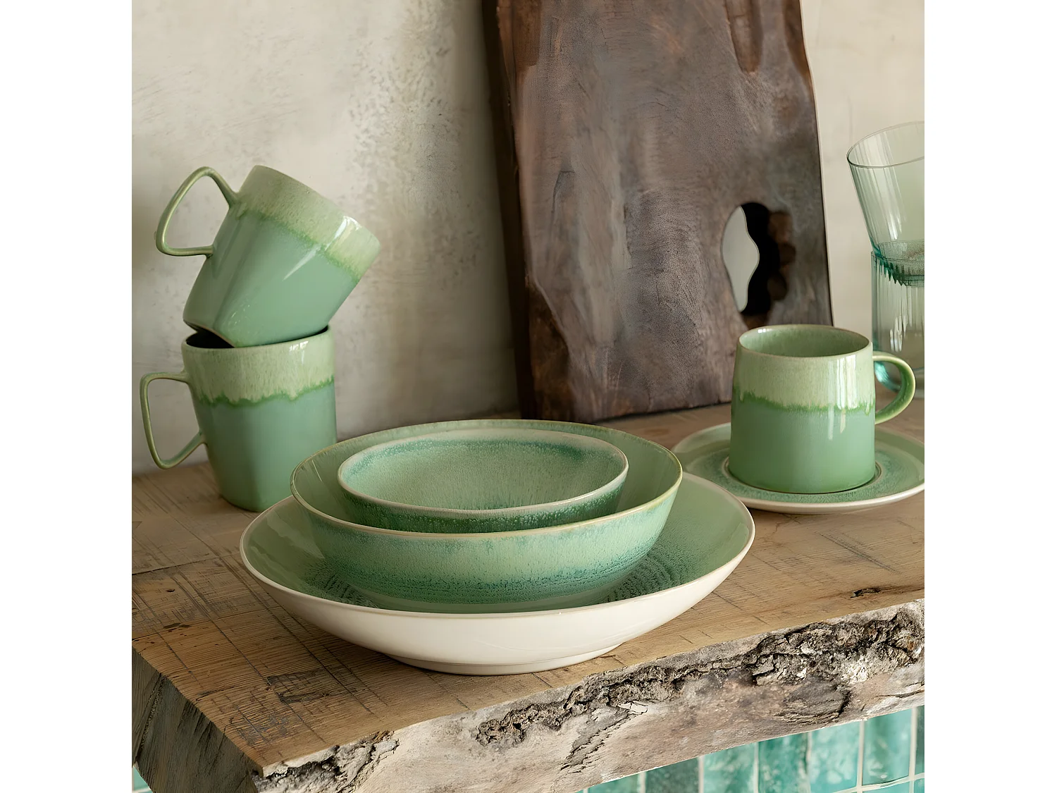 Assiette Creuse en Porcelaine "Lara" 25cm Vert