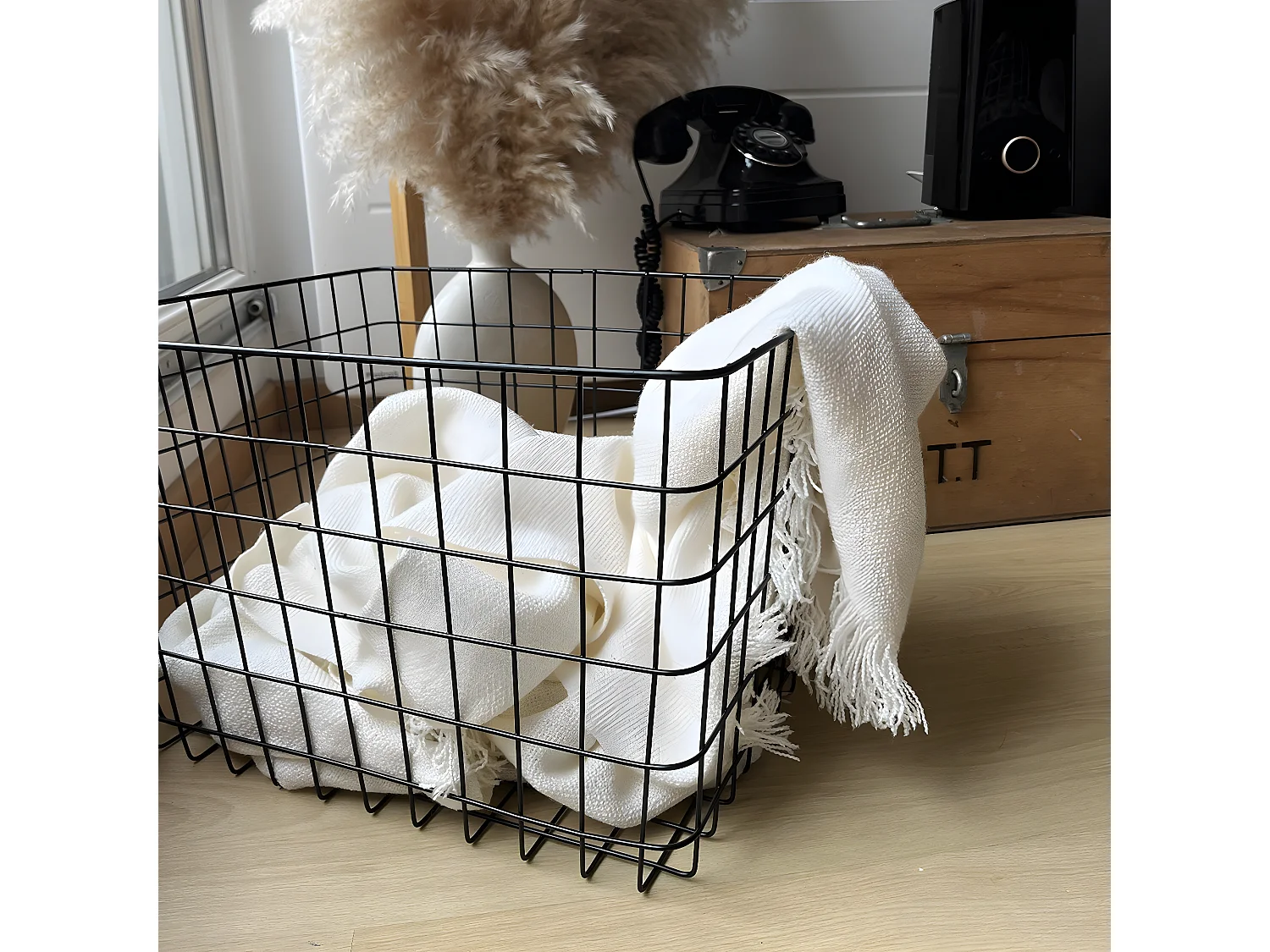 Draadmand zwart groot model H28 cm