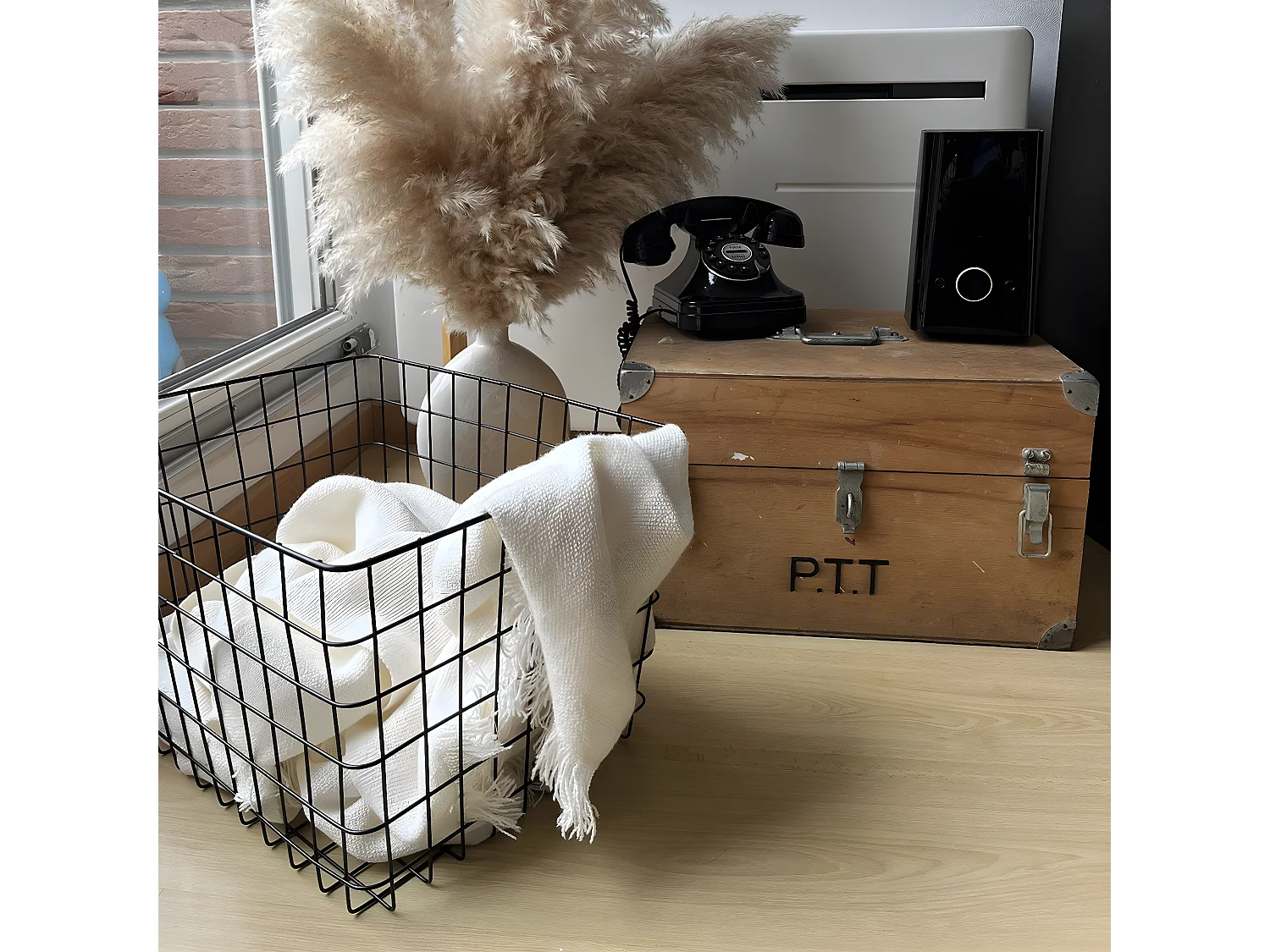 Cesta de alambre negra modelo grande H28 cm