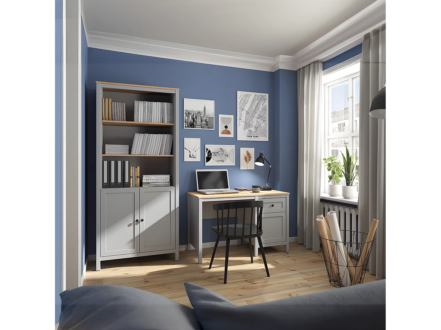 Biblioteca 2 portas Juno cinzento 202cm