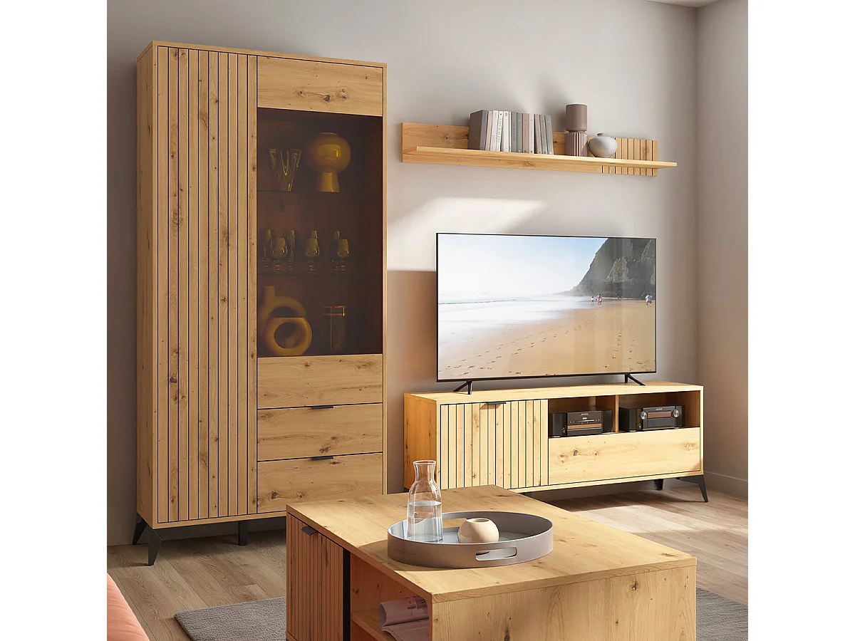 TV-møbel 1 dør 1 skuffe 135 cm Mao Træ