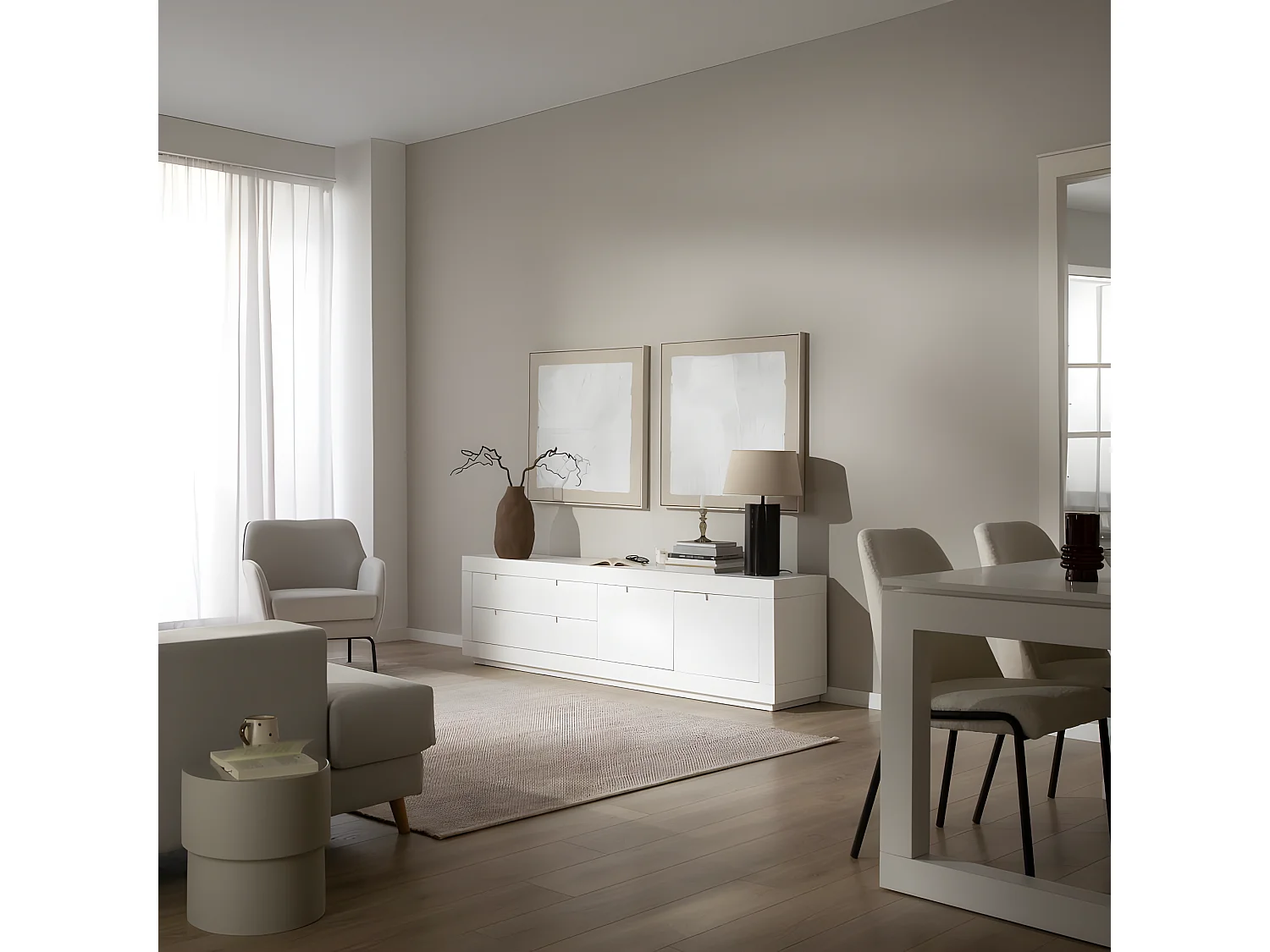 Mobile tv legno massello e pannello in mdf bianco 40x57