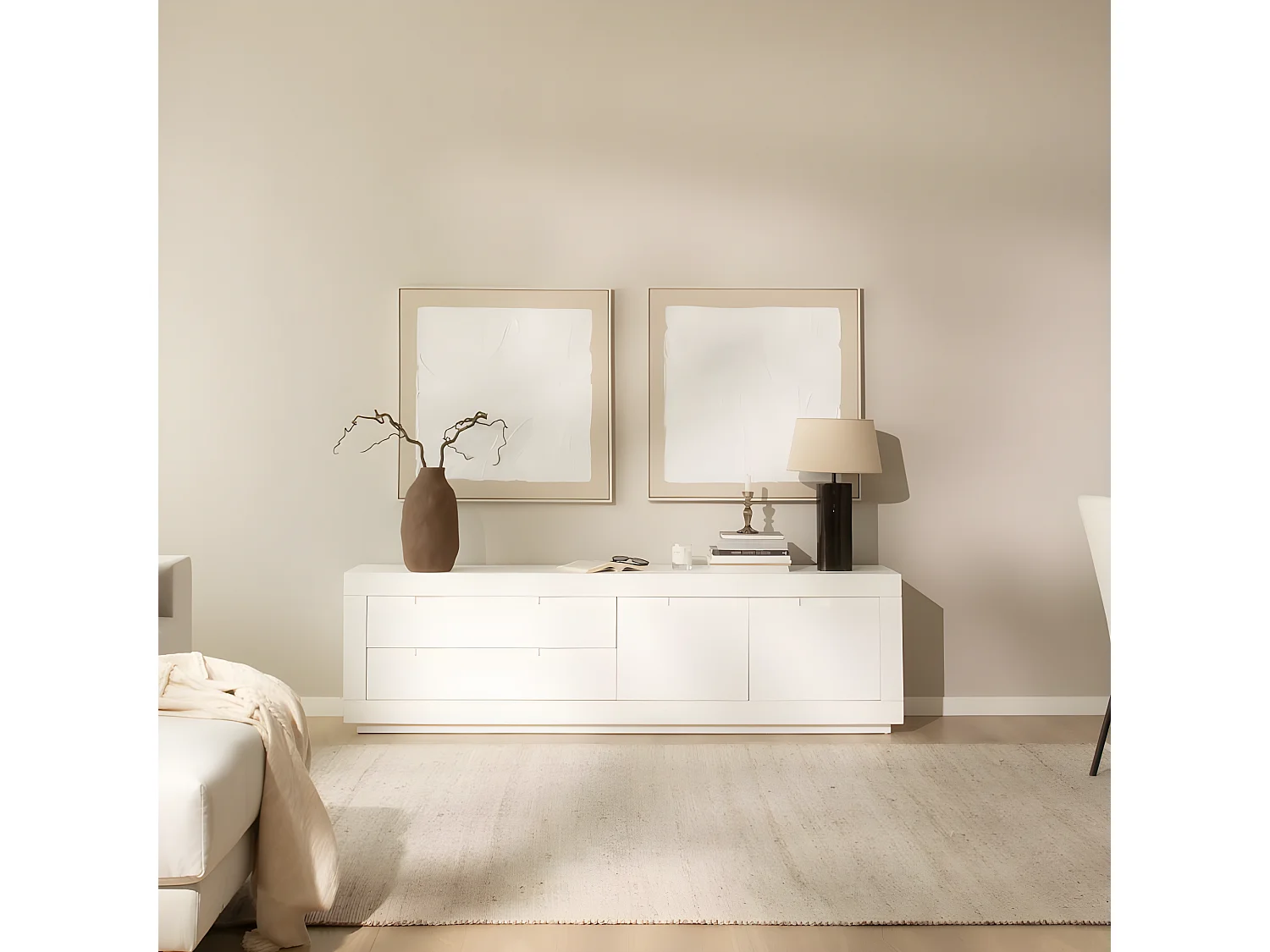 Mobile tv legno massello e pannello in mdf bianco 40x57