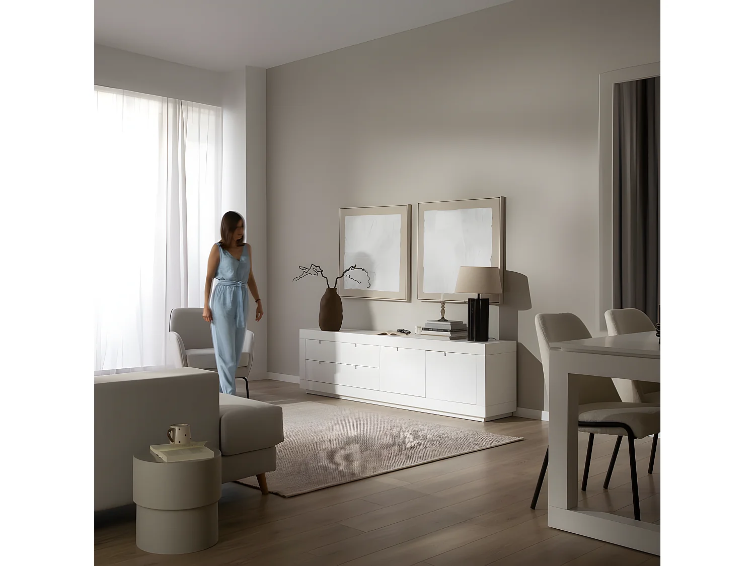 Mobile tv legno massello e pannello in mdf bianco 40x57