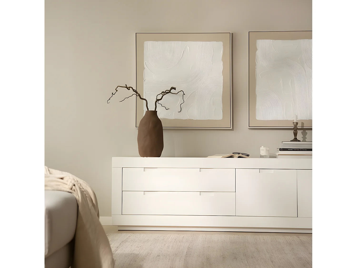 Mobile tv legno massello e pannello in mdf bianco 40x57