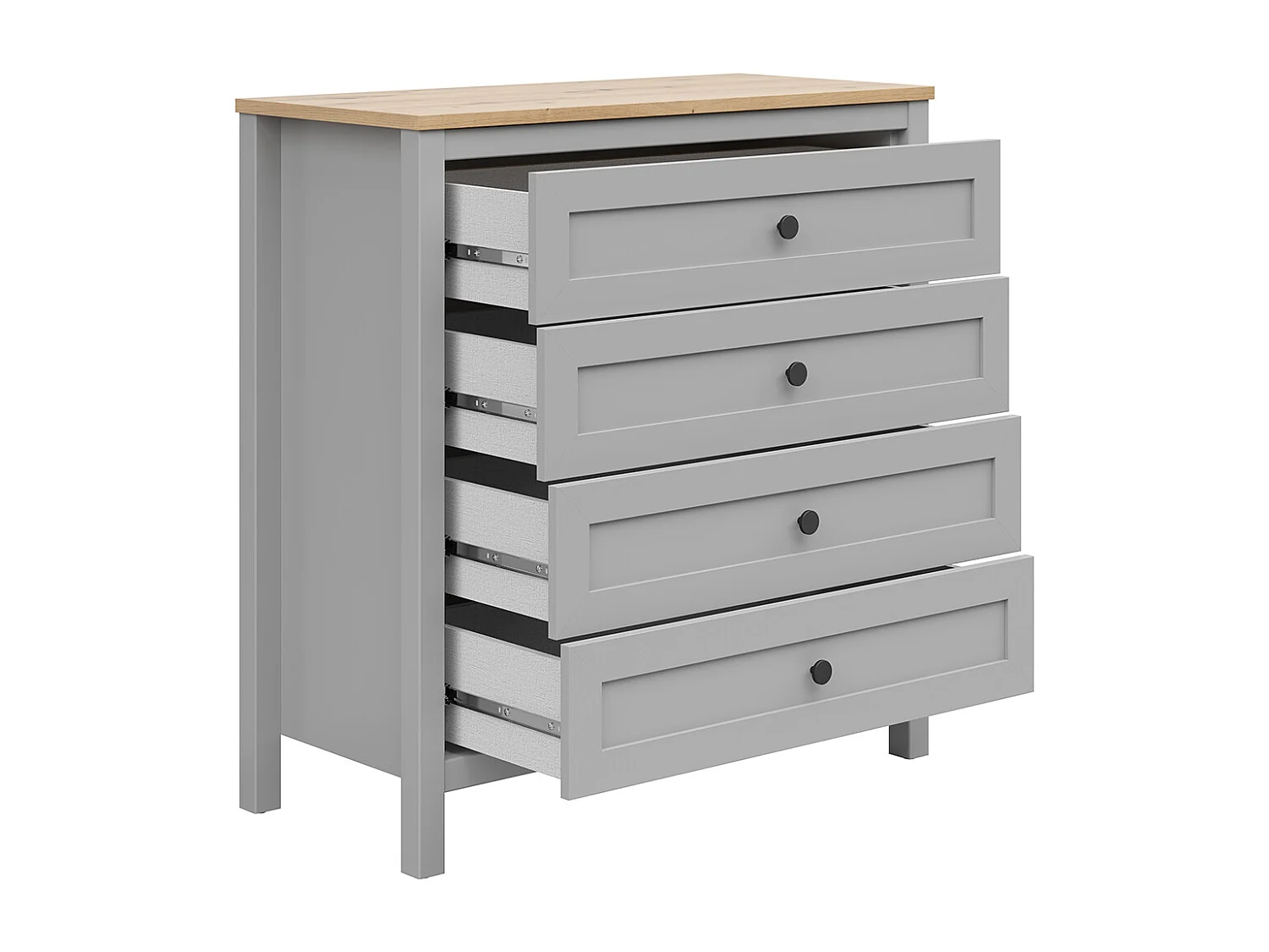 Cómoda 4 gavetas Juno cinzento 93cm