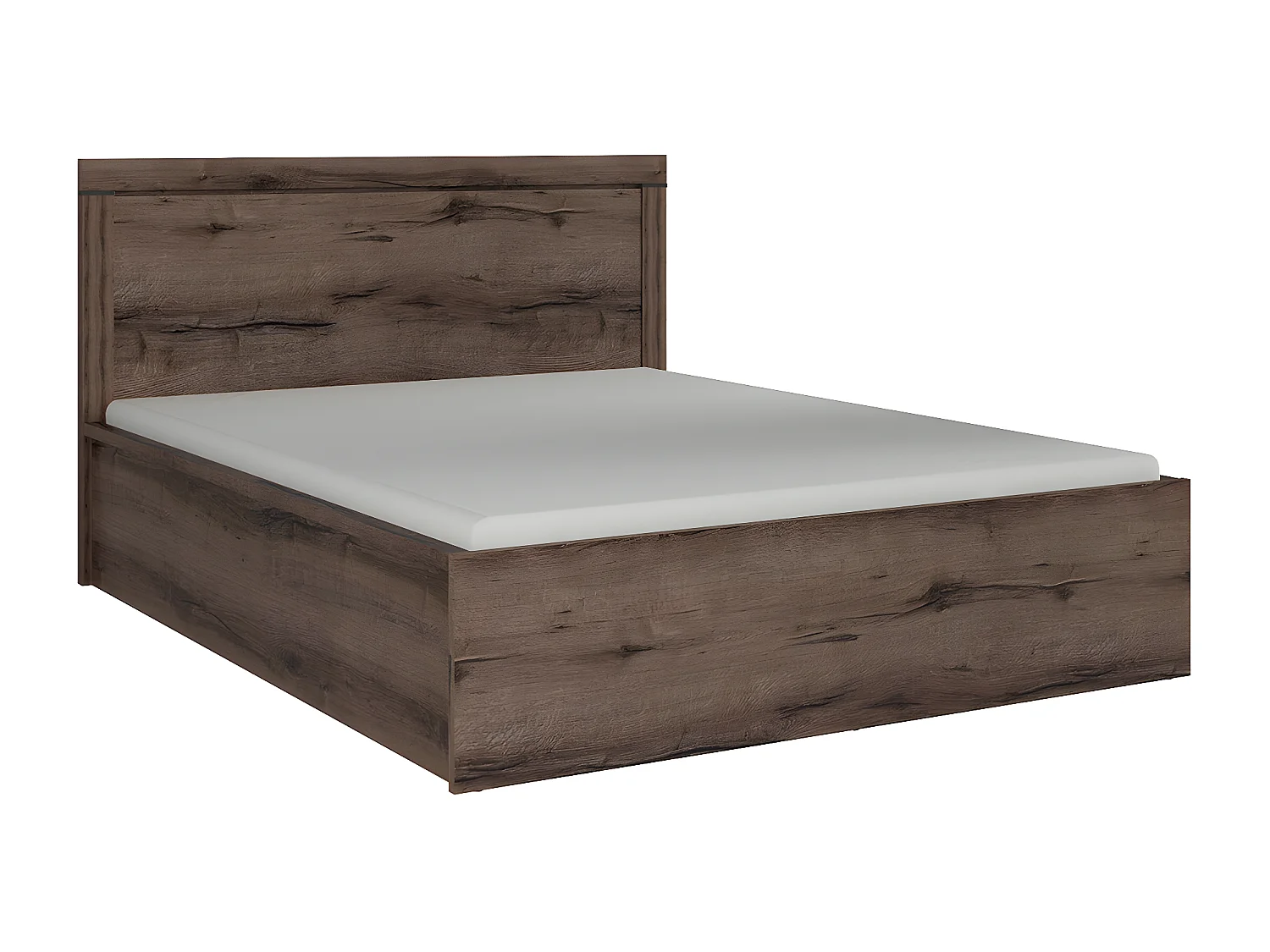 Lit coffre 140x200 sommier inclus Adam Bois foncé