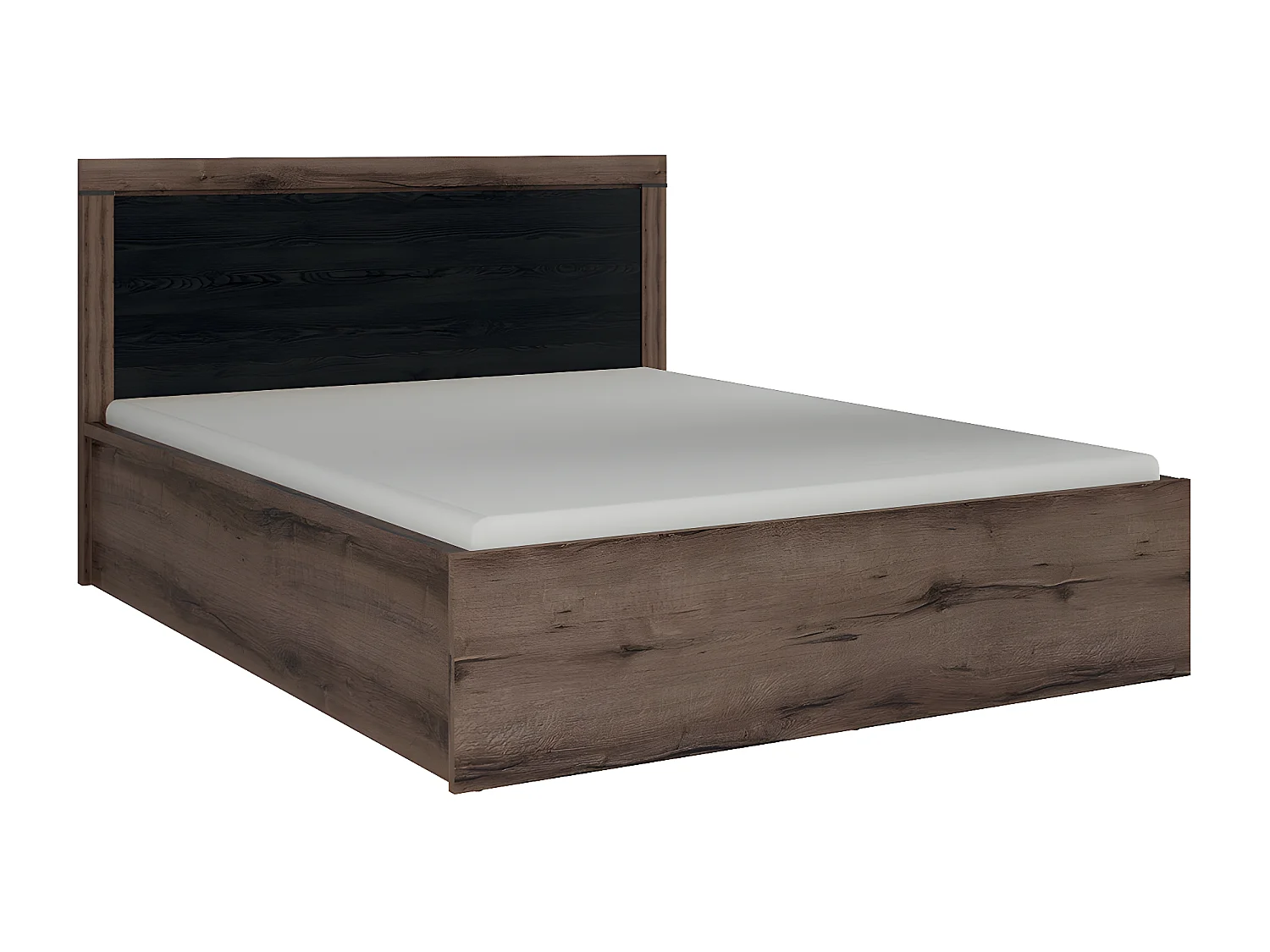 Lit coffre 140x200 sommier inclus Adam Bois et Noir