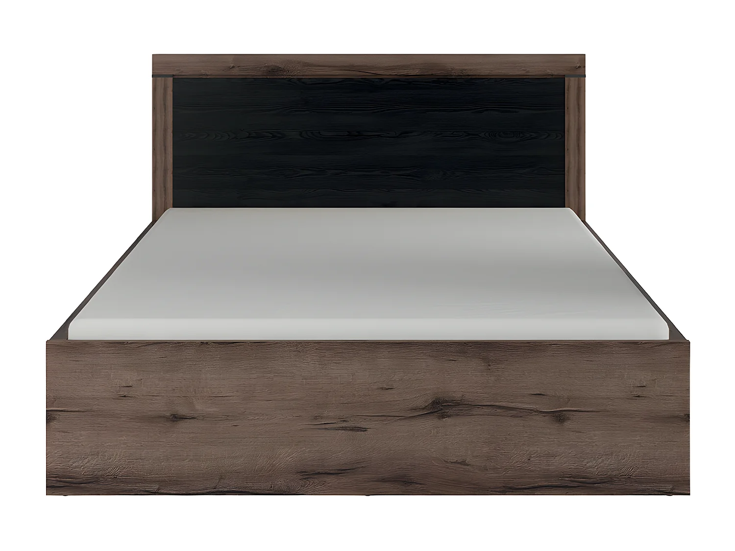 Lit coffre 140x200 sommier inclus Adam Bois et Noir