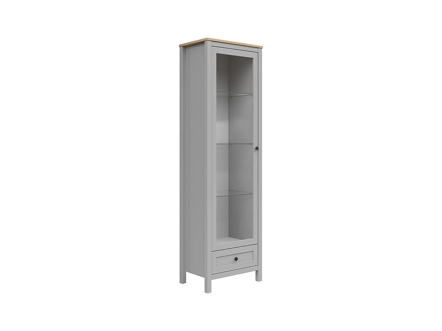 Vitrine 1 porte 1 tiroir Juno Gris
