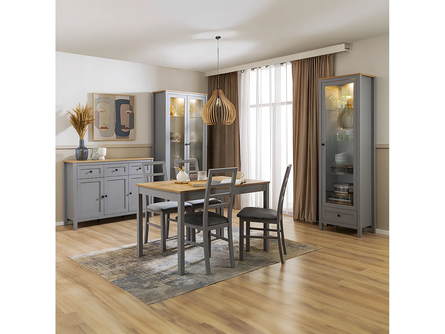 Vitrine 1 porte 1 tiroir Juno Gris