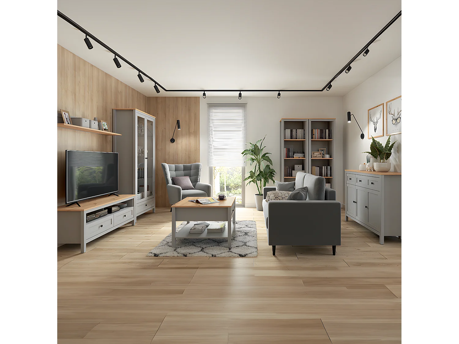 Vaisselier 2 portes 1 tiroir Juno Gris