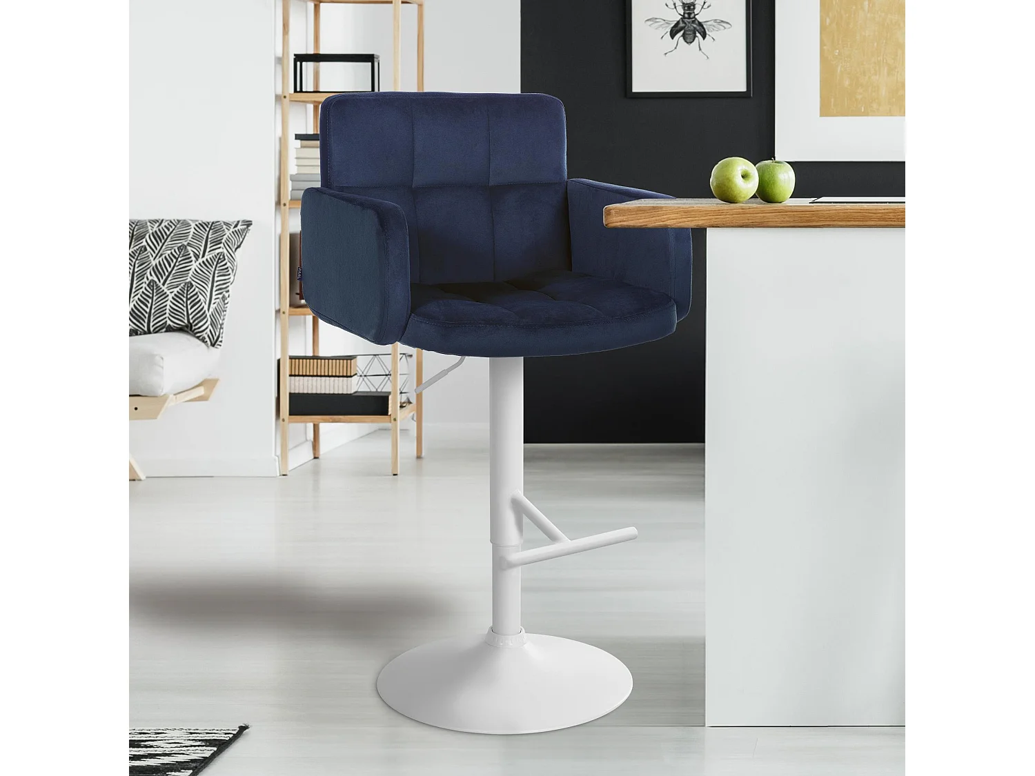 Tabouret de bar - Velours & Métal - Bleu - Los Angeles