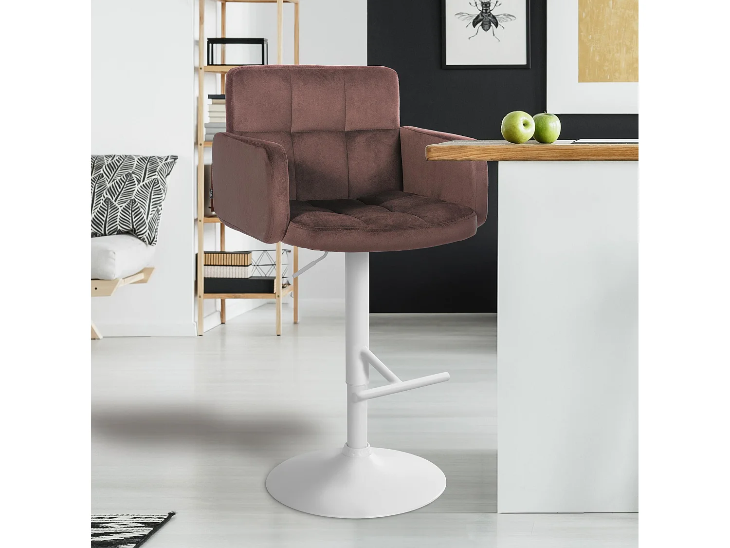 Tabouret de bar - Velours & Métal - Marron - Los Angeles