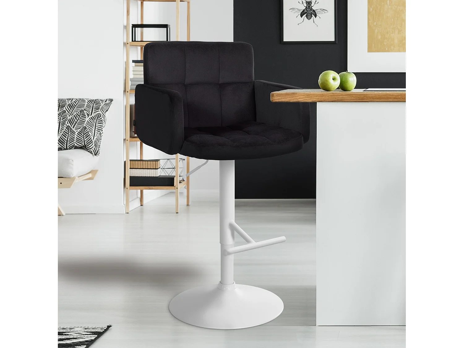 Tabouret de bar - Velours & Métal - Noir - Los Angeles