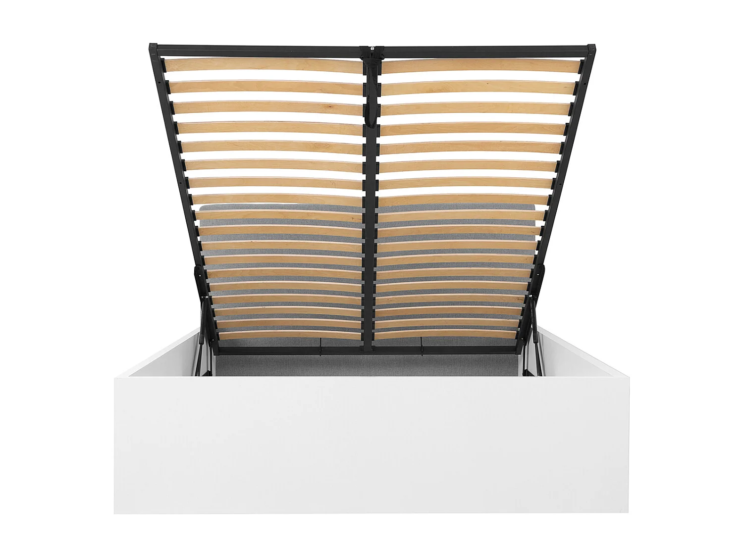 Lit coffre 140x200 tête de lit rembourrée sommier inclus Edwin Blanc et Gris